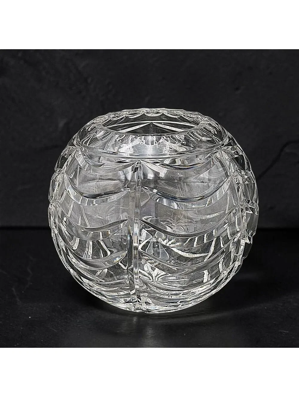 Vintage Tiffany & Co Signed Cut Crystal Round Vase Rose Bowl 6